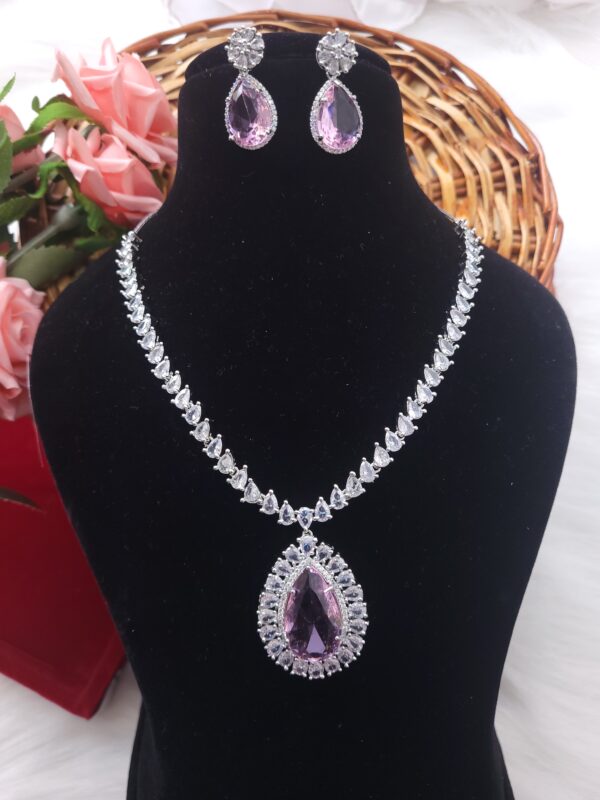 Heena American Diamond Set - Pink