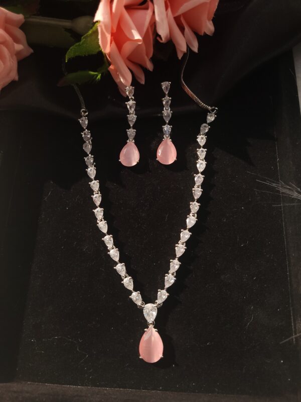 Deepika Padukone Inspired American Diamond Set - Pink