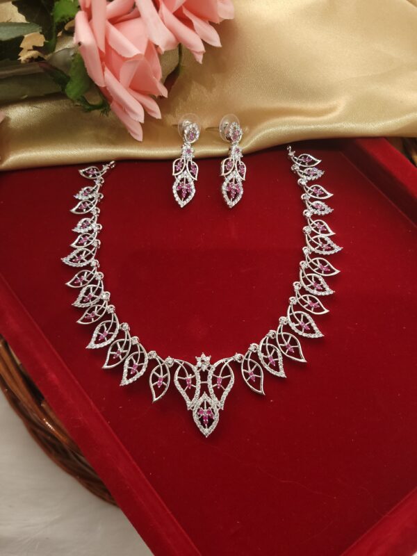 Vanshika American Diamond Set - Wine