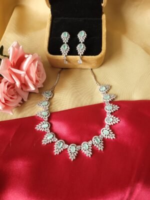 Asmita American Diamond Set – Mint Green