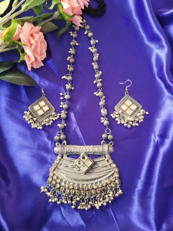 Dual Tone Long Necklace Set