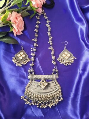 Dual Tone Long Necklace Set