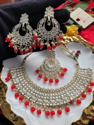 Vaishali Kundan Set – Red