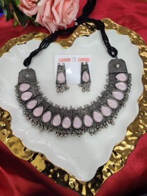 Oxidised Stone Set -Pink