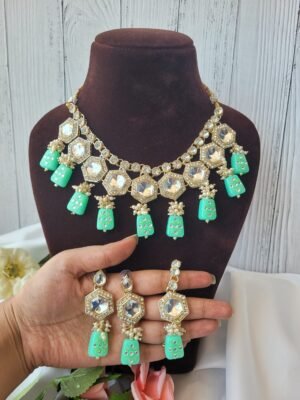 Anjali Kundan Set – Mint Green