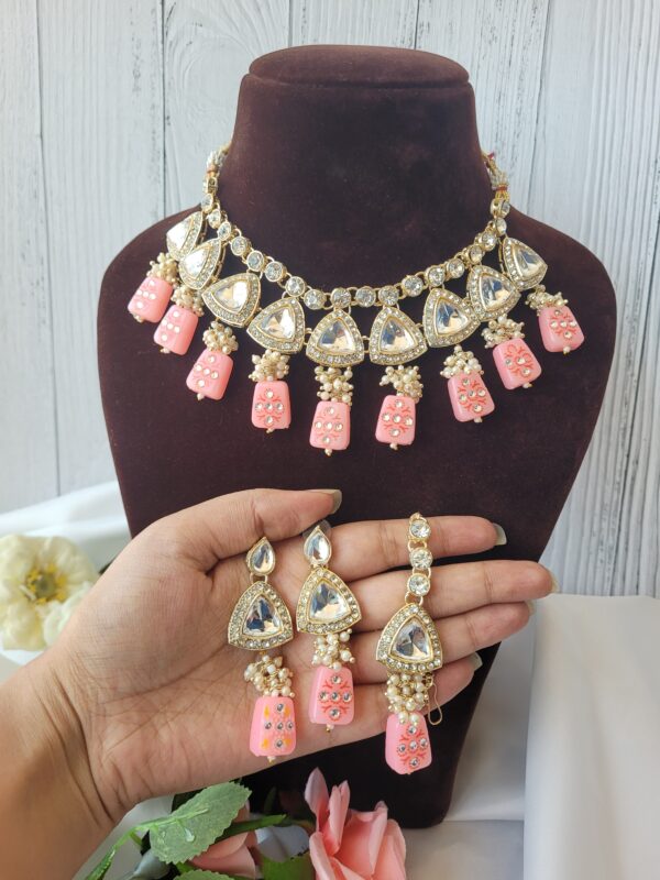 Anjali Kundan Set - Light Pink