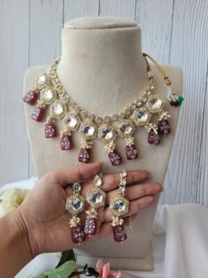 Anjali Kundan Set – Wine