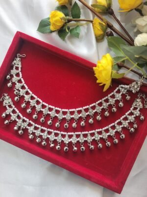 Kundan Silver Ghungroo Payal Pattern 2