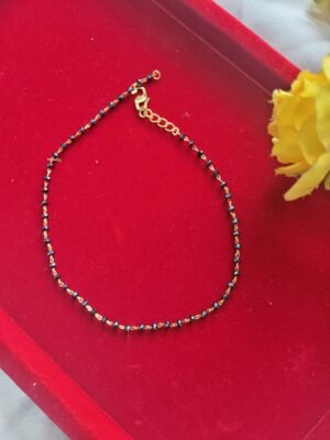 Black Bead Golden Anklet