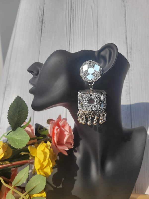 Silver Mirror Jhumka