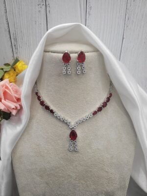 Riddhima American Diamond Set – Red