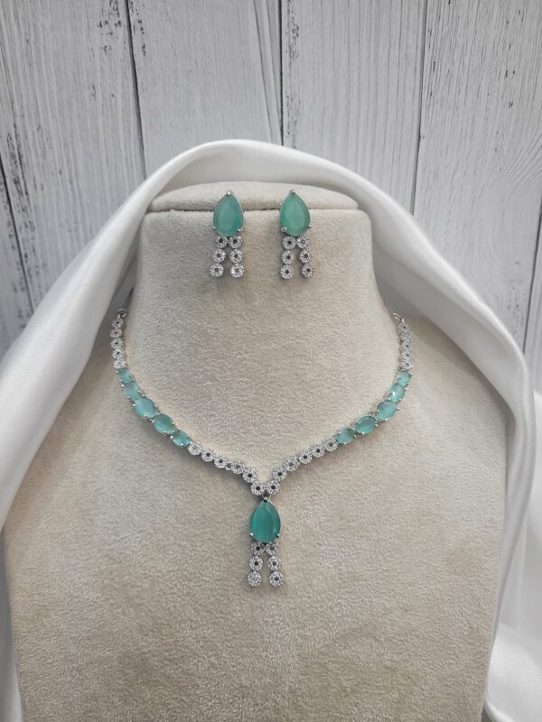 Riddhima American Diamond Set - Mint Green