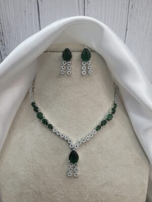 Riddhima American Diamond Set – Dark Green