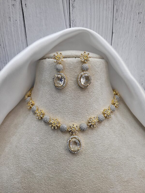 Golden Flower American Diamond Set