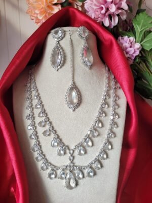 Preeti Premium American Diamond Set – White