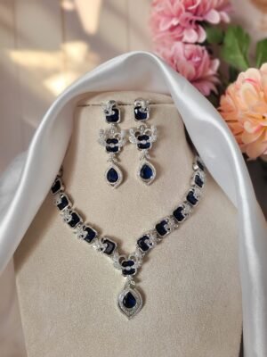 Jennifer Premium American Diamond Set – Dark Blue