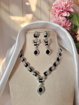 Jennifer Premium American Diamond Set – Black