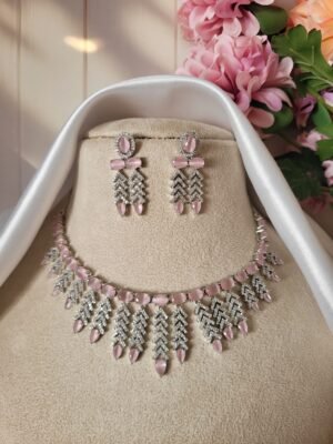 Kanishka American Diamond Set – Light Pink