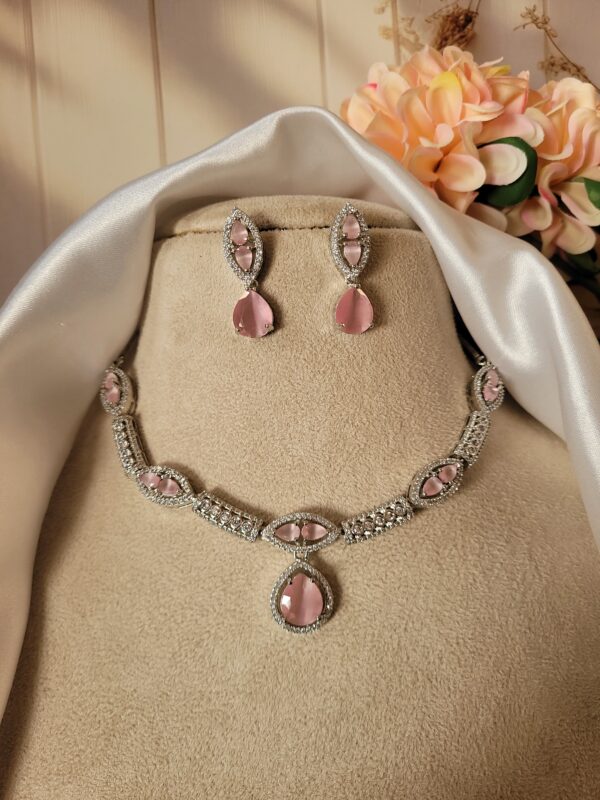 Jessica American Diamond Set - Light Pink