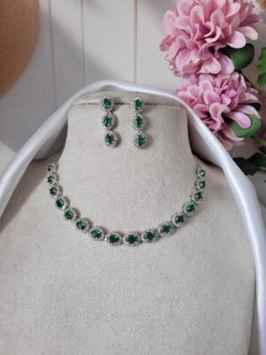 Vatsala American Diamond Set – Dark Green