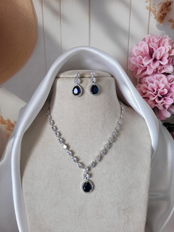 Rubina American Diamond Set - Dark Blue
