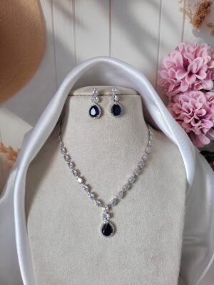 Rubina American Diamond Set – Dark Blue