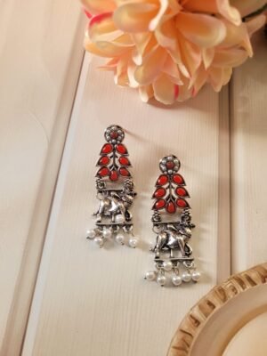 Premium Traditional Earrings – Red