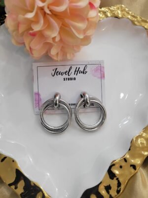 Silver Circular Looped Studs – Pattern 1