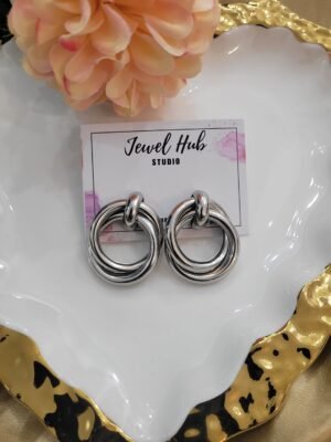 Silver Circular Looped Studs – Pattern 2