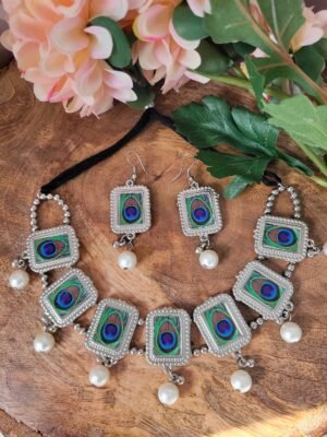Mor Pankh Oxidised Choker Set
