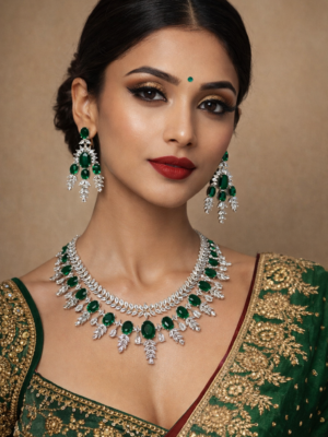Kareena American Diamond Set – Dark Green
