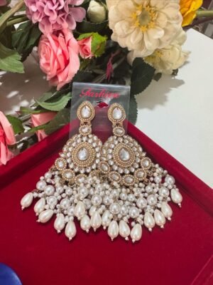 Avantika Long Earrings – White