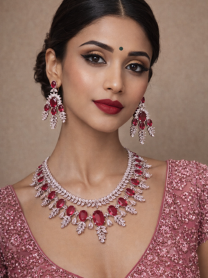 Kareena American Diamond Set – Ruby Red