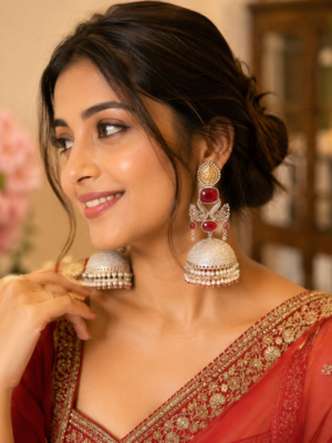 Shina Premium Kashmiri Jhumka - Ruby