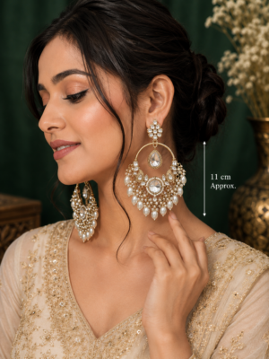 White Kundan Chandbali Earrings for Wedding