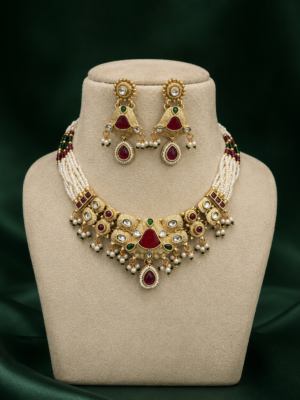 Rani Rajwadi Temple Jewellery Set Multi for Women
