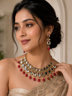 Ameesha Red Kundan Set