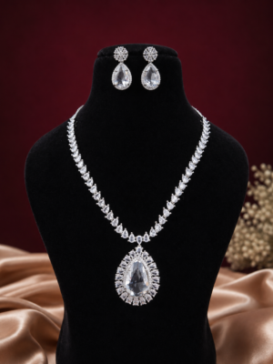 White American diamond teardrop pendant necklace