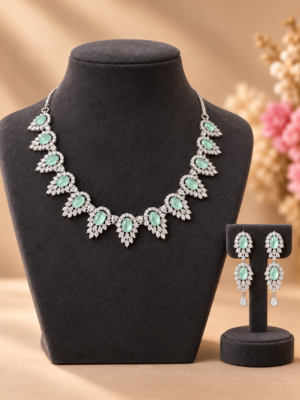 Premium Mint Green American Diamond Set
