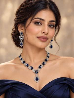 Jennifer American Diamond set in Dark blue on a model