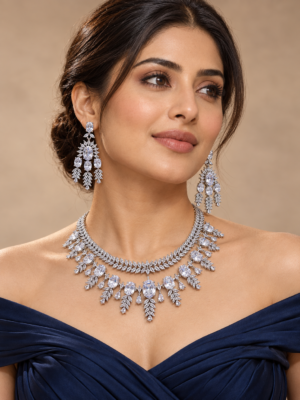 Kareena American Diamond jewellery set in white