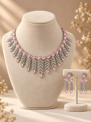 Light pink Kanishka jewellery set