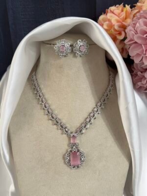 Nita Ambani Inspired American Diamond Set – Light Pink