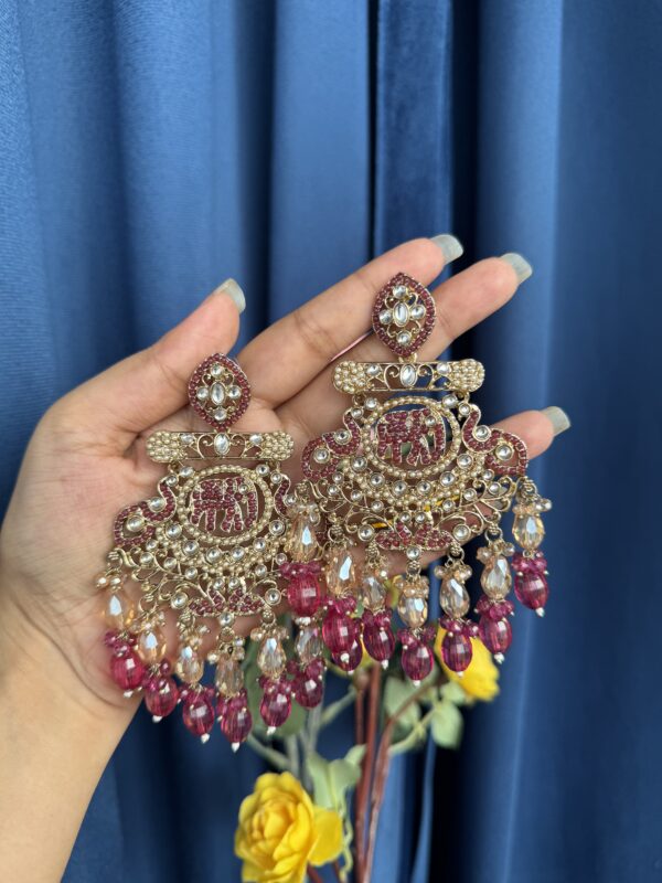 Premium Hathi Earrings - Wine