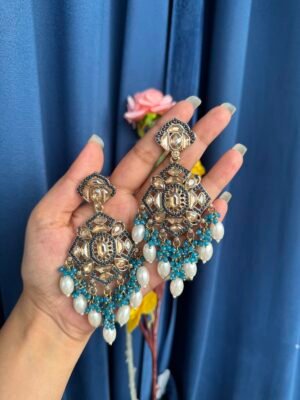 Purnima Premium Earrings – Teal Blue