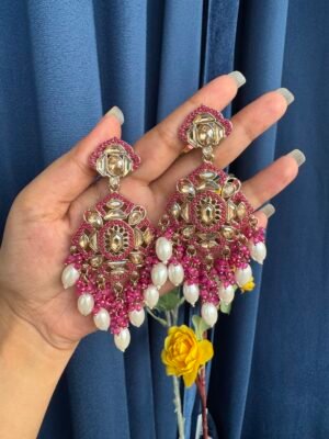 Purnima Premium Earrings – Dark Pink