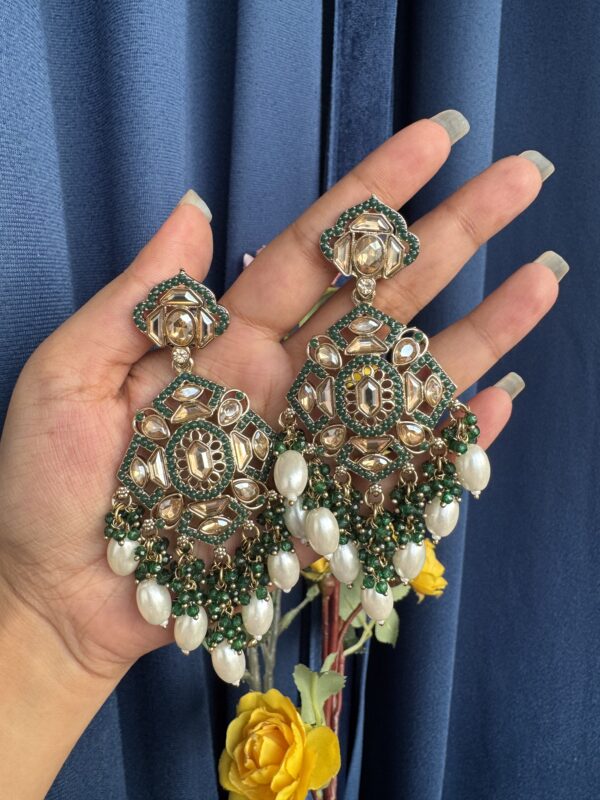 Purnima Premium Earrings - Dark Green