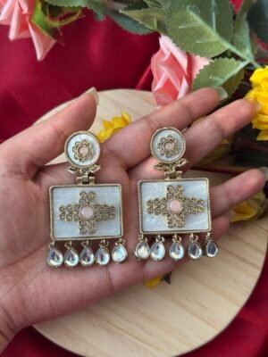 Anjana Premium Marble Earrings – Light Pink