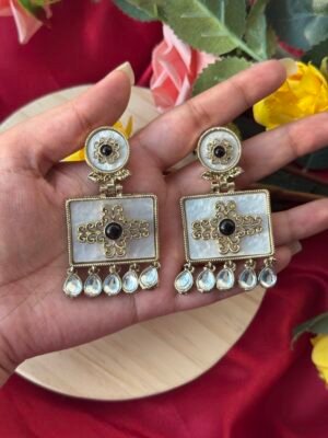 Anjana Premium Marble Earrings – Black