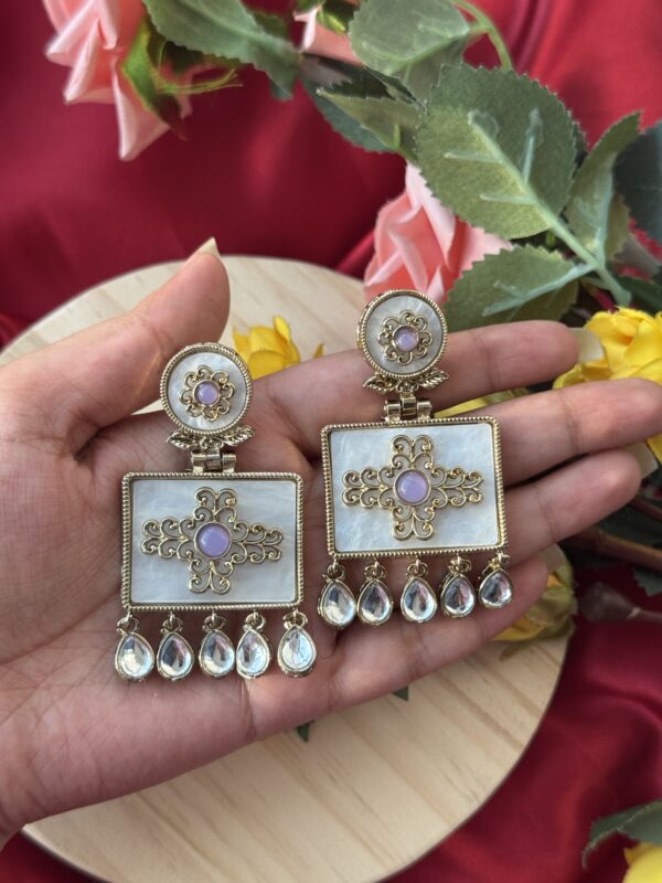 Anjana Premium Marble Earrings - Lavender